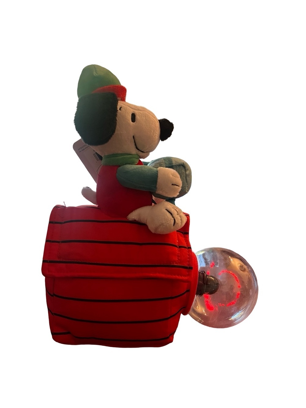 Peanuts Plush Snoopy Dog Toy in Red and Green with Light-Up Ball - Picture 3 of 6